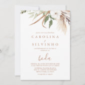 Rustic Boho Simple Floral Boda Wedding Einladung (Vorderseite)