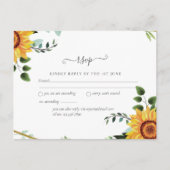 Rustic BOHO Sonnenblumen Grüne Hochzeit RSVP Postkarte (Vorderseite)
