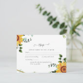 Rustic BOHO Sonnenblumen Grüne Hochzeit RSVP Postkarte (Stehend Vorderseite)