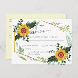 Rustic BOHO Sonnenblumen Grüne Hochzeit RSVP Postkarte