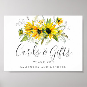 Rustic Boho Sonnenblumen Hochzeitskarte und Gesche Poster