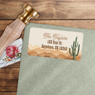 Rustic Boho Southwestern Desert Cactus Address Adressaufkleber