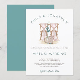 Rustic Boho Stairs Blue Eucalyptus Virtual Wedding Einladung