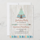 Rustic Boho Stammee Teepe Geburtstagsparty Einladung (Vorderseite)