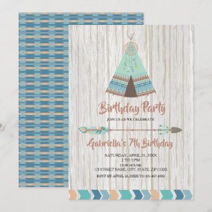 Rustic Boho Stammee Teepe Geburtstagsparty Einladung