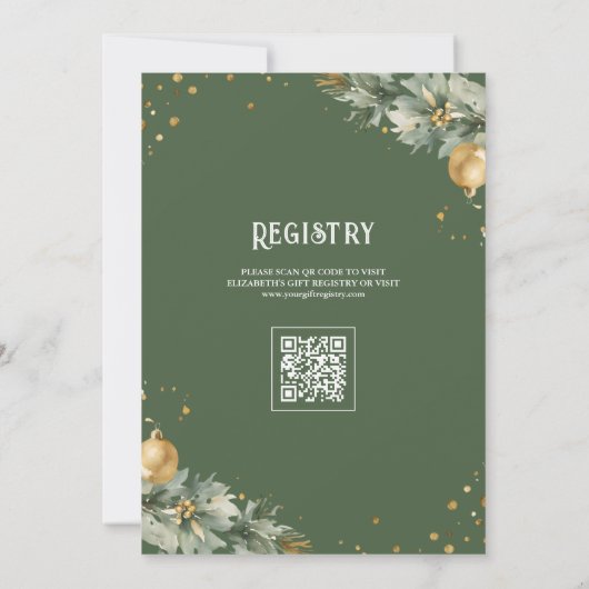 Rustic Boho Stroller Winter Weihnachtsdusche Einladung (Rückseite)