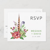 Rustic Boho Succulent Cactus Greenerity Wedding RS Einladungspostkarte (Vorne/Hinten)