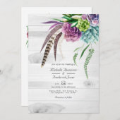 Rustic Boho Succulents QR Code UAWG Wedding Einladung (Vorne/Hinten)