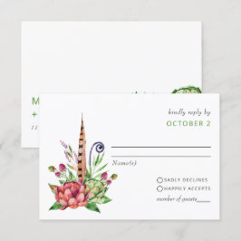 Rustic Boho Sukkulent Cactus Greenerity Wedding RSVP Karte