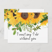 Rustic Boho Sunflower Bridesmaid Vorschlag Card Postkarte (Vorne/Hinten)
