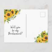 Rustic Boho Sunflower Bridesmaid Vorschlag Card Postkarte (Rückseite)