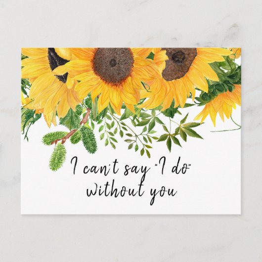 Rustic Boho Sunflower Bridesmaid Vorschlag Card Postkarte (Vorderseite)