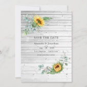 Rustic Boho Sunflower Eucalyptus Wedding Foto Save The Date (Vorderseite)