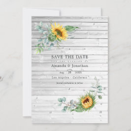 Rustic Boho Sunflower Eucalyptus Wedding Foto Save The Date