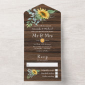 Rustic Boho Sunflower Eukalyptus Garden Wedding All In One Einladung (Innen Boden)