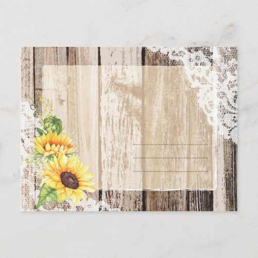Rustic Boho Sunflower Longhorn Spitze Save the Dat Ankündigungspostkarte (Rückseite)