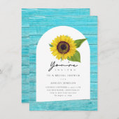Rustic Boho Sunflower Wood Brautparty Einladung (Vorne/Hinten)