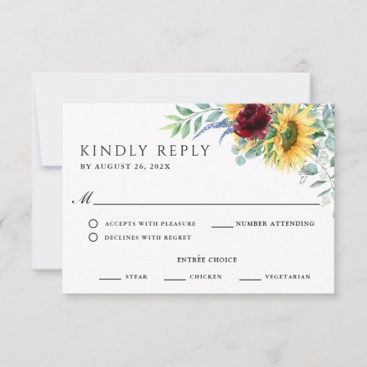 Rustic Boho Sunflowers Wedding RSVP (Vorderseite)