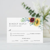 Rustic Boho Sunflowers Wedding RSVP (Stehend Vorderseite)