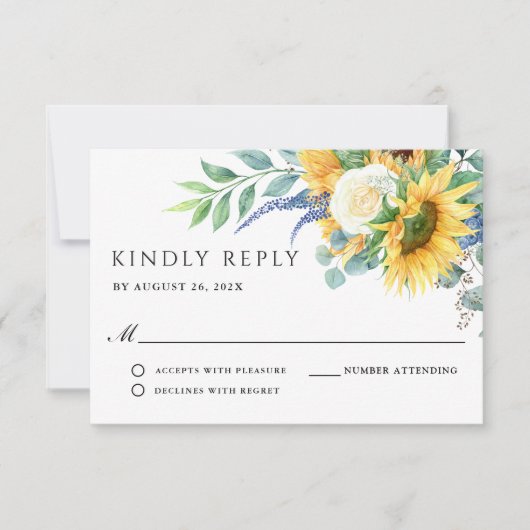 Rustic Boho Sunflowers Wedding RSVP (Vorderseite)