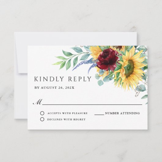 Rustic Boho Sunflowers Wedding RSVP (Vorderseite)