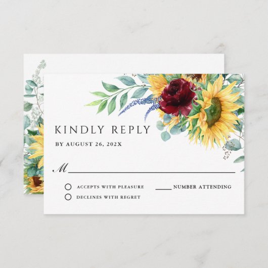Rustic Boho Sunflowers Wedding RSVP (Vorne/Hinten)