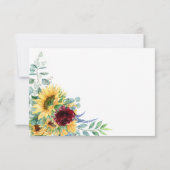 Rustic Boho Sunflowers Wedding RSVP Karte (Rückseite)