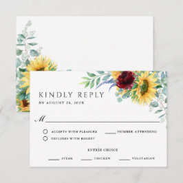 Rustic Boho Sunflowers Wedding RSVP Karte