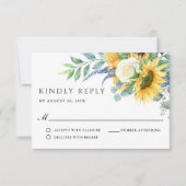 Rustic Boho Sunflowers Wedding RSVP Karte (Vorderseite)