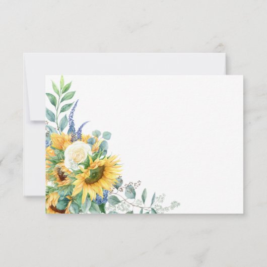 Rustic Boho Sunflowers Wedding RSVP Karte (Rückseite)