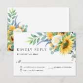 Rustic Boho Sunflowers Wedding RSVP Karte (Vorne/Hinten)