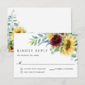 Rustic Boho Sunflowers Wedding RSVP Karte (Vorne/Hinten)