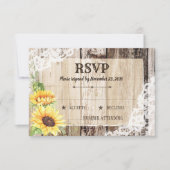 Rustic Boho Sunflowers Wood RSVP Card Karte (Vorderseite)