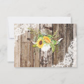 Rustic Boho Sunflowers Wood RSVP Card Karte (Rückseite)