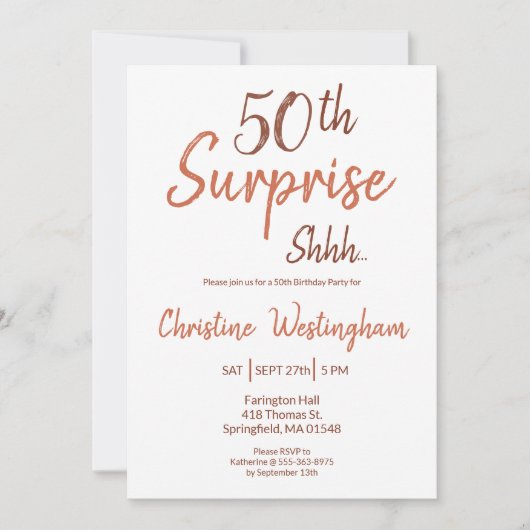 Rustic Boho Surprise 50th Birthday Invitation Einladung (Vorderseite)