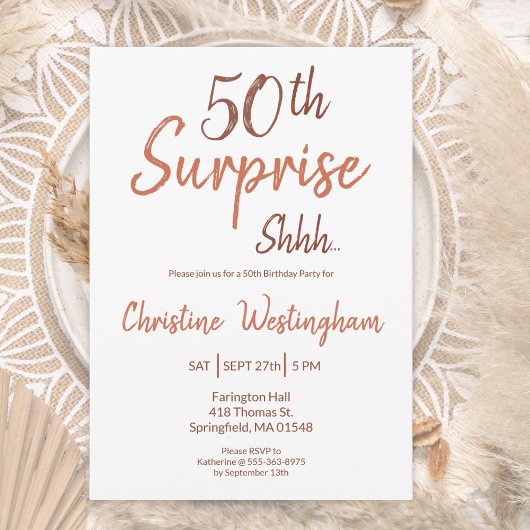 Rustic Boho Surprise 50th Birthday Invitation Einladung