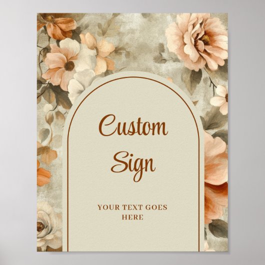 Rustic Boho Terra Cotta Ivory Floral Personalized Poster (Vorne)