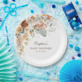 Rustic Boho Terracotta Blume Babydusche Pappteller (Party)