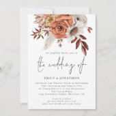 Rustic Boho Terracotta Fall Floral QR Code Hochzei Einladung (Vorderseite)