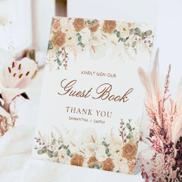 Rustic Boho Terracotta Floral Guest Book Sockelschild