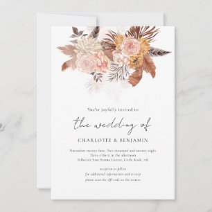 Rustic Boho Terracotta Floral QR Code Wedding Einladung