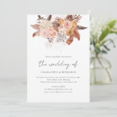 Rustic Boho Terracotta Floral QR Code Wedding Einladung (Stehend Vorderseite)