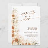 Rustic Boho Terracotta Floral QR Code Wedding Save The Date (Vorderseite)