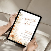 Rustic Boho Terracotta Floral QR Code Wedding Save The Date