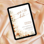 Rustic Boho Terracotta Floral QR Code Wedding Save The Date