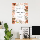 Rustic Boho Terracotta Floral Wedding Welcome Sign Poster (Heimbüro)