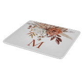 Rustic Boho Terracotta Florals Monogram Initial Schneidebrett (Ecke)