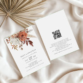 Rustic Boho Terracotta Florals QR Code Wedding Einladung