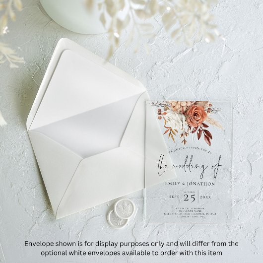 Rustic Boho Terracotta Florals Wedding Acryleinladungen