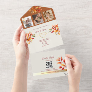 Rustic Boho Terracotta Hochzeit im Herbst All In One Einladung